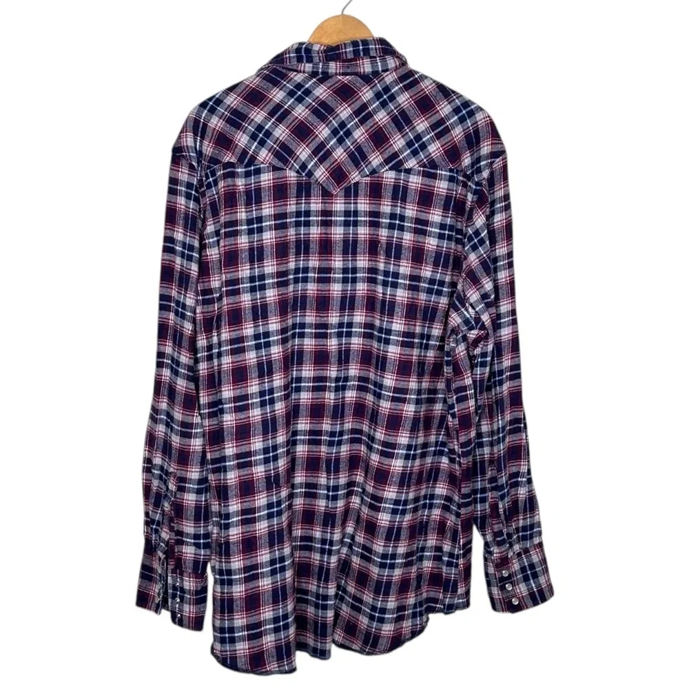 Vintage Wrangler Pearl Snap Western Flannel Shirt - Picture 5 of 7